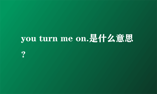 you turn me on.是什么意思？