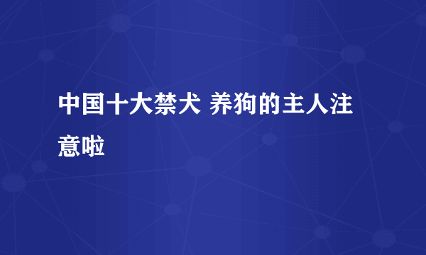 中国十大禁犬 养狗的主人注意啦