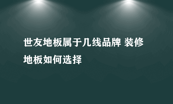 世友地板属于几线品牌 装修地板如何选择