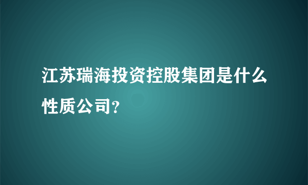 江苏瑞海投资控股集团是什么性质公司？