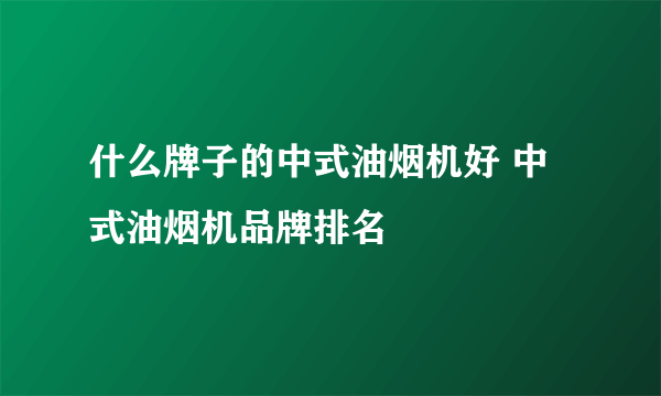 什么牌子的中式油烟机好 中式油烟机品牌排名