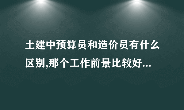 土建中预算员和造价员有什么区别,那个工作前景比较好,我不是学这个专业的,不知道考出来认可吗?