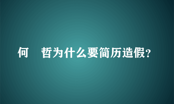 何旻哲为什么要简历造假？