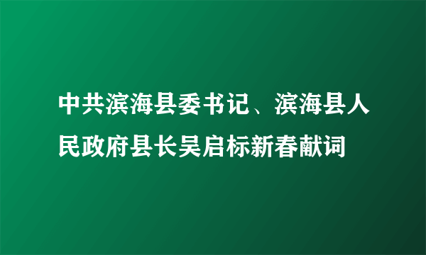 中共滨海县委书记、滨海县人民政府县长吴启标新春献词