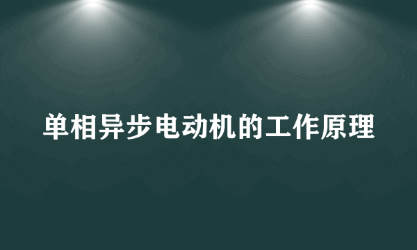 单相异步电动机的工作原理