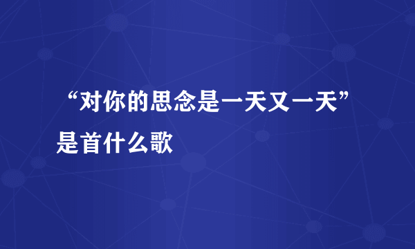 “对你的思念是一天又一天”是首什么歌