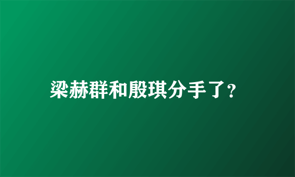 梁赫群和殷琪分手了？