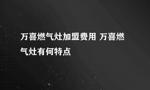 万喜燃气灶加盟费用 万喜燃气灶有何特点