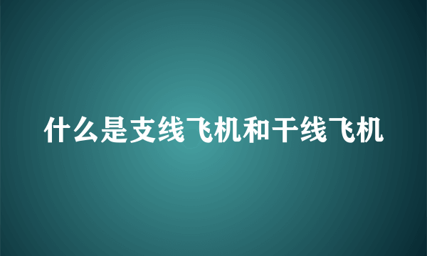 什么是支线飞机和干线飞机