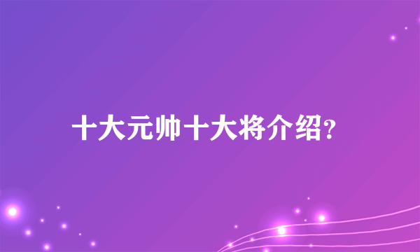 十大元帅十大将介绍？