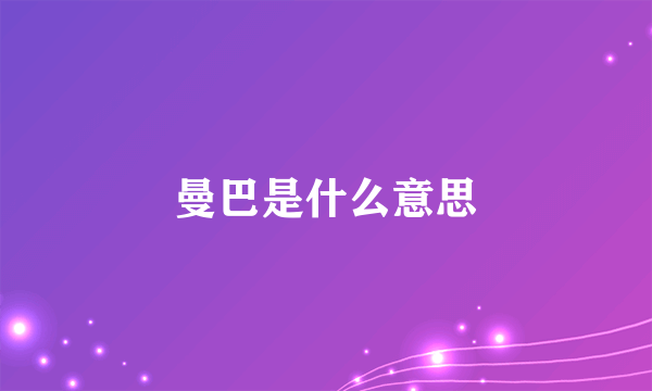 曼巴是什么意思