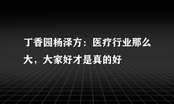 丁香园杨泽方：医疗行业那么大，大家好才是真的好