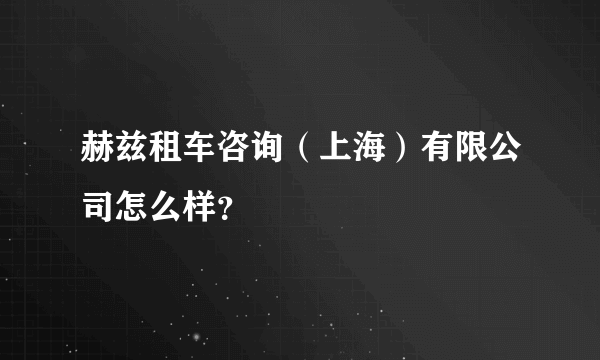 赫兹租车咨询（上海）有限公司怎么样？