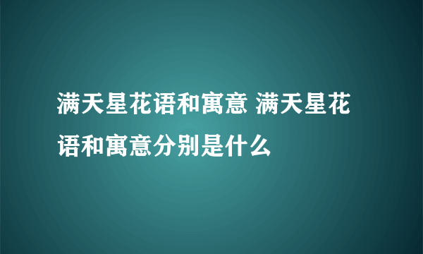 满天星花语和寓意 满天星花语和寓意分别是什么