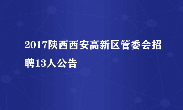 2017陕西西安高新区管委会招聘13人公告