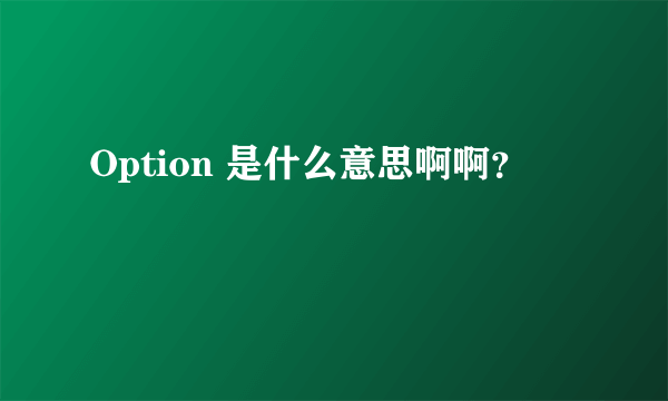 Option 是什么意思啊啊？