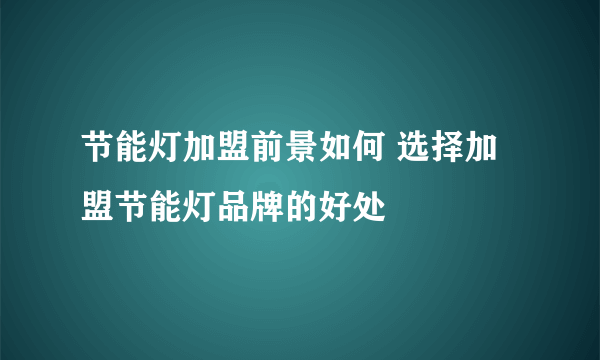 节能灯加盟前景如何 选择加盟节能灯品牌的好处