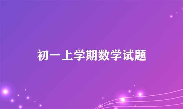 初一上学期数学试题