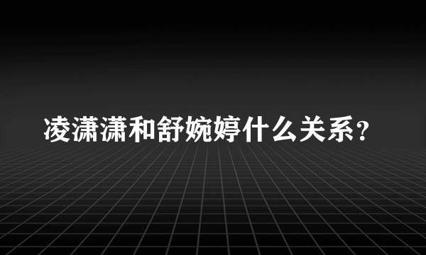 凌潇潇和舒婉婷什么关系？