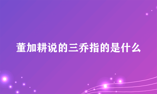 董加耕说的三乔指的是什么