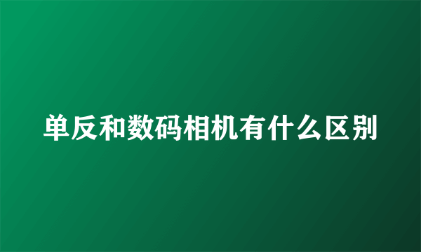 单反和数码相机有什么区别