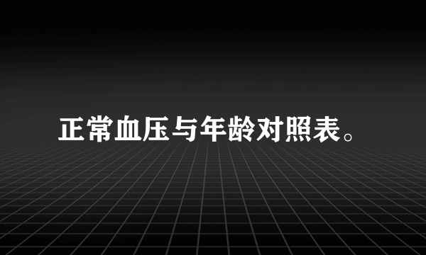 正常血压与年龄对照表。