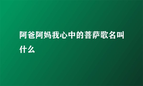 阿爸阿妈我心中的菩萨歌名叫什么