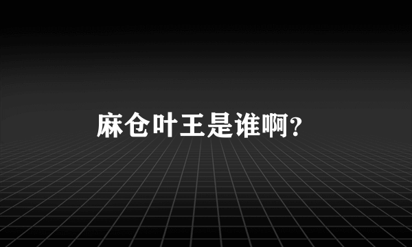 麻仓叶王是谁啊？