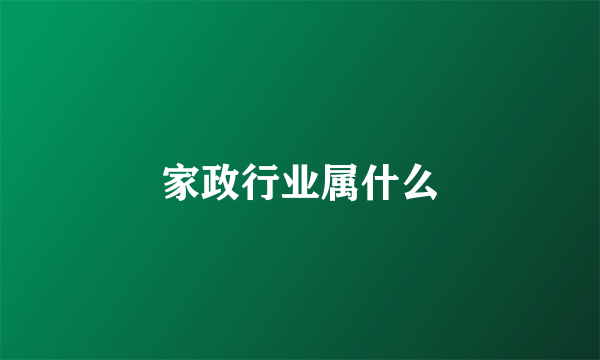 家政行业属什么