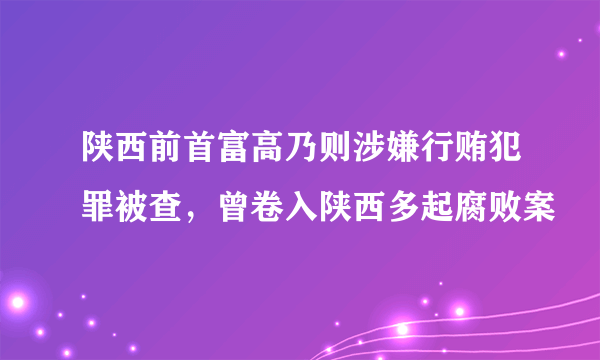 陕西前首富高乃则涉嫌行贿犯罪被查，曾卷入陕西多起腐败案