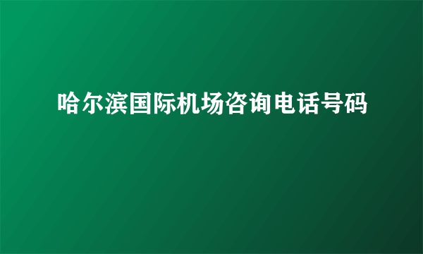 哈尔滨国际机场咨询电话号码