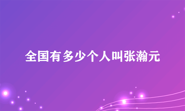 全国有多少个人叫张瀚元