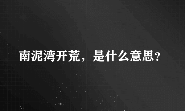 南泥湾开荒，是什么意思？