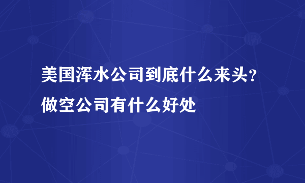 美国浑水公司到底什么来头？做空公司有什么好处