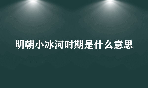 明朝小冰河时期是什么意思