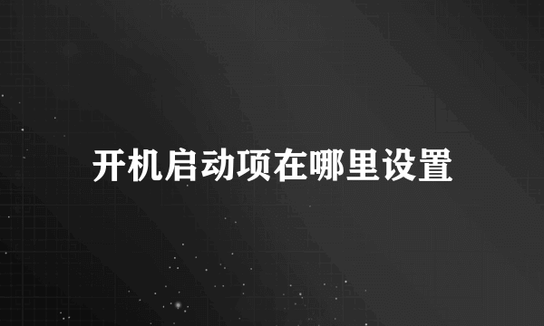 开机启动项在哪里设置