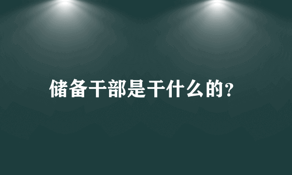 储备干部是干什么的？