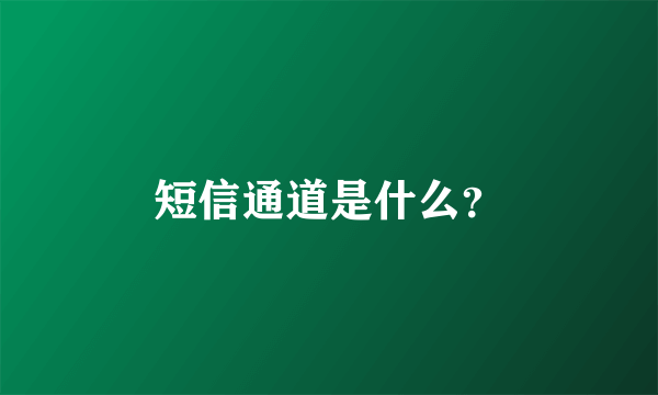 短信通道是什么？