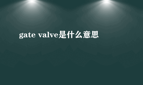 gate valve是什么意思