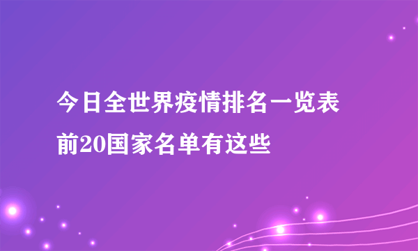 今日全世界疫情排名一览表 前20国家名单有这些