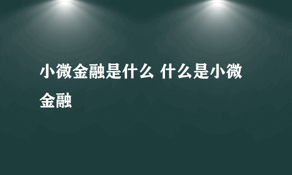 小微金融是什么 什么是小微金融