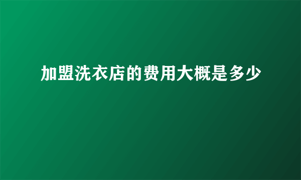 加盟洗衣店的费用大概是多少