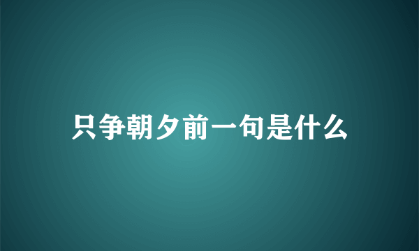 只争朝夕前一句是什么