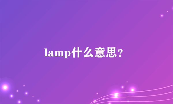 lamp什么意思？