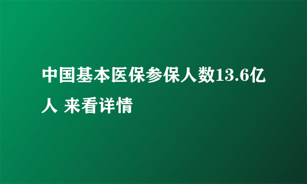 中国基本医保参保人数13.6亿人 来看详情