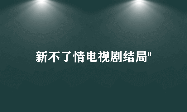 新不了情电视剧结局