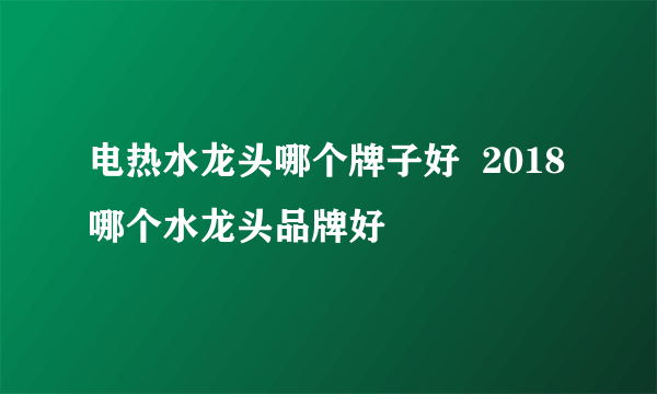 电热水龙头哪个牌子好  2018哪个水龙头品牌好