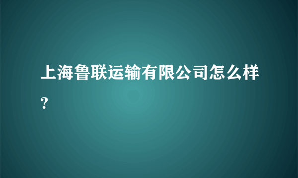 上海鲁联运输有限公司怎么样？