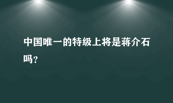 中国唯一的特级上将是蒋介石吗？