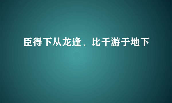 臣得下从龙逢、比干游于地下